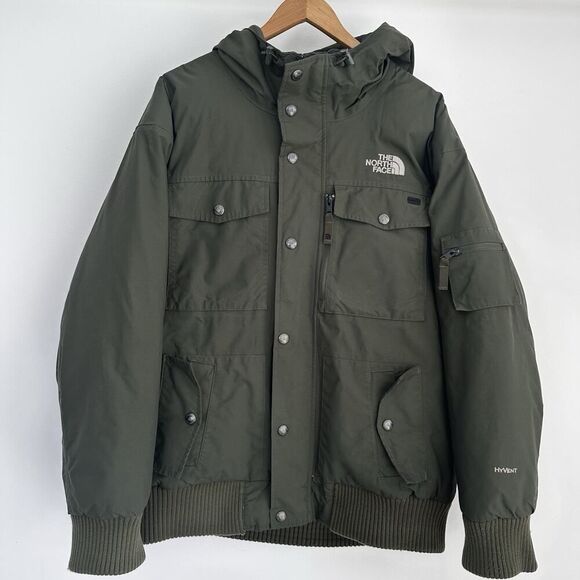 The North Face Jacket Mens Large HyVent Gotham Goose Down Hooded Parka Military - Picture 2 of 16